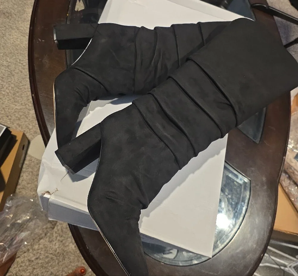 Marc Fisher Black Over-the-Knee Pointed Toe Stretch Boots